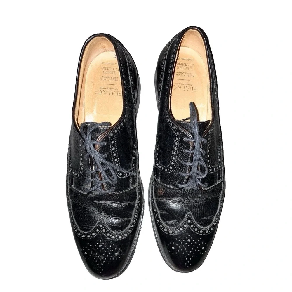 Peal Co x Brooks Brothers Oxford Leather Wingtips Dress Shoes 12D Black England